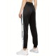 Women's High-Waist Joggers with Side Split - Casual Color Block, Buttoned Detail, Polyester, All-Season Fitness Pants