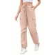 1pc GoyRrbay Women'S Casual Nylon Cargo Jogger Pants - Solid Color Drawstring Low Waist Baggy Trousers, All-Season Loose Fit Long Pants for Going Out, Woven Sports Pants for Adults