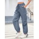 1pc GoyRrbay Women'S Casual Nylon Cargo Jogger Pants - Solid Color Drawstring Low Waist Baggy Trousers, All-Season Loose Fit Long Pants for Going Out, Woven Sports Pants for Adults