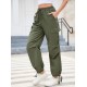 1pc GoyRrbay Women'S Casual Nylon Cargo Jogger Pants - Solid Color Drawstring Low Waist Baggy Trousers, All-Season Loose Fit Long Pants for Going Out, Woven Sports Pants for Adults