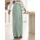 1pc Women'S Casual Polyester Wide Leg Pants, Solid Color All-Season Straight Leg Trousers with Pockets, Elastic Drawstring, Woven for Work Office Streetwear