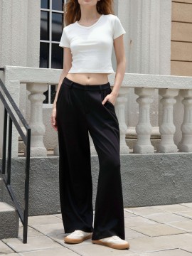 Summer Micro-flare Drape Casual Pants Straight-leg American Niche Design Slim Suit Pants For Women