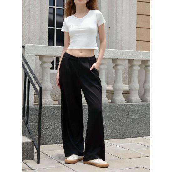 Summer Micro-flare Drape Casual Pants Straight-leg American Niche Design Slim Suit Pants For Women