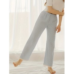 1pc Women'S All-Season Casual Polyester Lounge Pants with Lace Detail - Solid Color Woven Sports Pants for Home Comfort