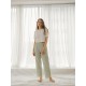 1pc Women'S All-Season Casual Polyester Lounge Pants with Lace Detail - Solid Color Woven Sports Pants for Home Comfort