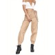 1pc Women'S High Waist Cargo Pants, Solid Color Casual Trousers with Chain Side Pockets, Elastic Ankle Joggers