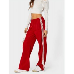 Women's Vintage-Inspired Side Striped Bow Joggers - Comfortable, Elastic Waist with Pockets for Spring & Fall