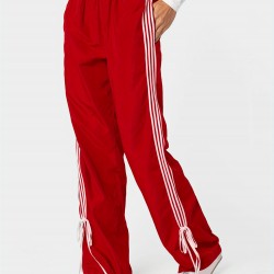 Women's Vintage-Inspired Side Striped Bow Joggers - Comfortable, Elastic Waist with Pockets for Spring & Fall