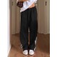 Women's Striped Drawstring Sweatpants - Casual Elastic Waist, Straight Leg with Pockets, Machine Washable