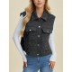 Women's Casual Quilted Vest - Sleeveless, Snap-Button, Relaxed Fit with Collar & Pockets, Navy Black - Perfect for Spring/Fall/Winter Outdoor Activities