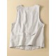 1pc Women'S Plus Size Casual Linen V-Neck Sleeveless Vest - Solid Color Knit Fabric Button-Down Leisure Tank Top