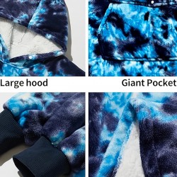 Cozy Oversized Sherpa Fleece Hoodie Blanket - Tie-Dye Wearable Blanket with Giant Pocket, Soft & Warm Shawl Wrap for Women and Men, Perfect Birthday Gift, Non-Stretch Knit Fabric, Hand Washable