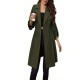 Women Plus Size Casual Coat, Long Sleeve Lapel Collar Button Closure Drawstring Fall Outwear Trendy Clothing for Daily