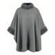 Chic Women's Cloak with Faux Fur Trim - 3/4 Sleeve, Button Closure, V-Neck Outerwear for Casual Wear