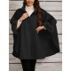 Chic Women's Cloak with Faux Fur Trim - 3/4 Sleeve, Button Closure, V-Neck Outerwear for Casual Wear