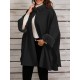 Chic Women's Cloak with Faux Fur Trim - 3/4 Sleeve, Button Closure, V-Neck Outerwear for Casual Wear