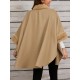 Chic Women's Cloak with Faux Fur Trim - 3/4 Sleeve, Button Closure, V-Neck Outerwear for Casual Wear