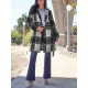 Chic Women's Plaid Long Coat - Double-Breasted, Lapel Collar with Full-Length Sleeves | Warm & Cozy for Fall/Winter | Machine Washable