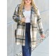 Chic Women's Plaid Long Coat - Double-Breasted, Lapel Collar with Full-Length Sleeves | Warm & Cozy for Fall/Winter | Machine Washable