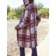 Chic Women's Plaid Long Coat - Double-Breasted, Lapel Collar with Full-Length Sleeves | Warm & Cozy for Fall/Winter | Machine Washable