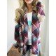 Women Plus Size Plaid Cardigan Coats Casual Long Sleeve Asymmetric Open Front Elbow Patch Lapel Outwear