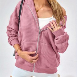 Tooluck Zipper Hoodie Women's Long Sleeve Sweatshirt Fall Clothing  Oversized Hooded Casual Fashion Jacket