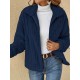 Women's Plus Size Teddy Fleece Coat - Warm And Cozy Long Sleeve Jacket With Ribbed Detail And Lapel Collar