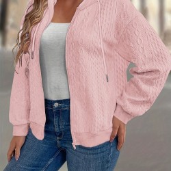 Zippered Casual Texture Fabric Cardigan Sweatshirt - With Pockets