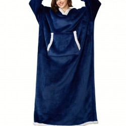 Plus Size Womens Winter Wonderland Robe - Super Cozy Flannel Sherpa Fleece, Oversized Hooded Blanket for Ultimate Comfort - Stylish Loungewear, Perfect for Indoor/Outdoor Relaxation