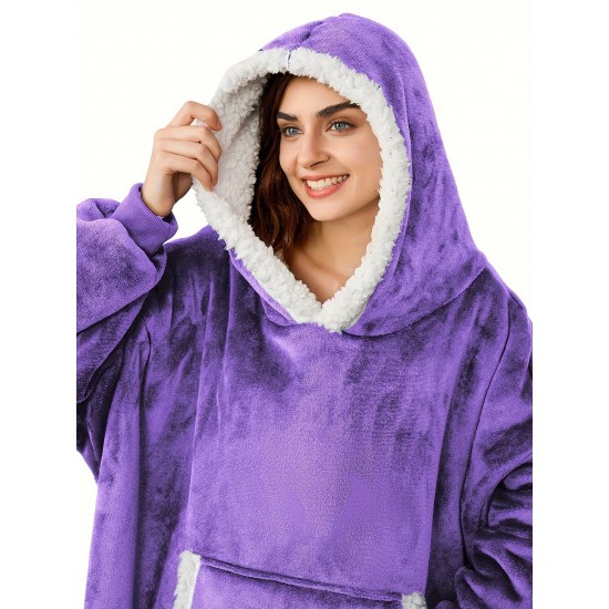 Plus Size Womens Winter Wonderland Robe - Super Cozy Flannel Sherpa Fleece, Oversized Hooded Blanket for Ultimate Comfort - Stylish Loungewear, Perfect for Indoor/Outdoor Relaxation