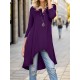 Plus Size Women's Casual Tunic Top - Button-Up Crew Neck, 3/4 Sleeve, Stretchy Polyester Blend, Machine Washable