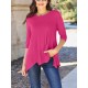 Soft & Stretchy Women's Casual T-Shirt - Solid Pink with Asymmetrical Hem, Round Neck, and Pocket Detail - Perfect for Spring/Summer