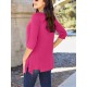 Soft & Stretchy Women's Casual T-Shirt - Solid Pink with Asymmetrical Hem, Round Neck, and Pocket Detail - Perfect for Spring/Summer