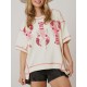 Women's Glitter Sequin Lobster & Crawfish Print T-Shirt - Casual Short Sleeve, Round Neck Top for Summer