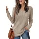 Women's Casual V-Neck Sweater - Solid Color, Ribbed Long Sleeve Knit Pullover, Machine Washable