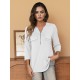 Stylish Women's V-Neck 3/4 Sleeve Zipper Shirt - Business Casual, Dressy Work Tunic Blouse with Relaxed Fit, Soft Fabric, and Versatile Style for Office, Meeting, or Daily Wear - Perfect for Career Women and Professionals