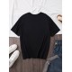 Women's Casual Black Heart Print Love Graphic Tee - Short Sleeve Crew Neck, Polyester Knit T-Shirt