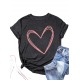 Valentine's Day Special: Casual Short-Sleeve T-Shirt for Couples - Breathable Rayon Blend, Machine Washable, Crew Neck with Geometric Heart Design