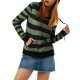 Women's Casual Striped Hoodie with Kangaroo Pocket - Long Sleeve, Round Neck Pullover, Machine Washable - Available in S/M/L/XL/XXL