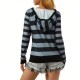 Women's Casual Striped Hoodie with Kangaroo Pocket - Long Sleeve, Round Neck Pullover, Machine Washable - Available in S/M/L/XL/XXL