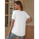 Stylish V-Neck Plus Size T-Shirt - Women Plus Size Clothing, Elegant Button Front, Short Sleeve, Pleated Detail, Perfect for Spring & Summer