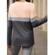 Tooluck Plus Size Women's Casual Color Block Long Sleeve Tops Crew Neck Loose Fit Blouses