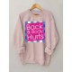 Plus Size Cozy Back & Body Hurts Print Pullover Sweatshirt - Soft, Casual, Long Sleeve Crew Neck Design for Fall & Spring - Women's Comfortable Plus Size Clothing for Everyday Wear