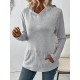 Women's Casual Solid Color Hoodie with Pocket - Long Sleeve, Stretchy Polyester Blend, Machine Washable