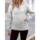 Elegant Cable Knit Hoodie with Pockets - Cozy Polyester Blend, Machine Washable - Women's Fashion for Fall/Winter