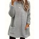 Cozy Plus-Size Fleece Pullover - Warm Long Sleeve Top with Pockets, Ideal for Casual Wear