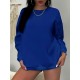 Plus Size Simple Solid Crew Neck Pullover Sweatshirt, Women's Casual Long Sleeve Clothing