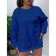 Plus Size Simple Solid Crew Neck Pullover Sweatshirt, Women's Casual Long Sleeve Clothing