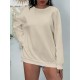 Plus Size Simple Solid Crew Neck Pullover Sweatshirt, Women's Casual Long Sleeve Clothing