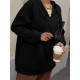 Plus Size Solid Color Zip Front Hoodie, Simple Casual Drawstring Long Sleeve Hooded Sweatshirt, Women's Plus Size Clothing